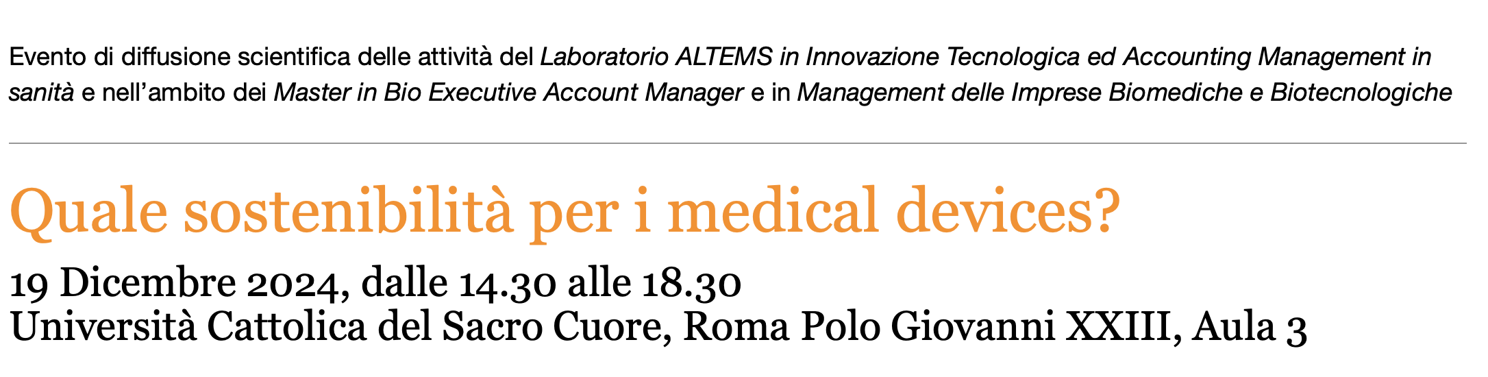 Quale sostenibilità per i medical devices?